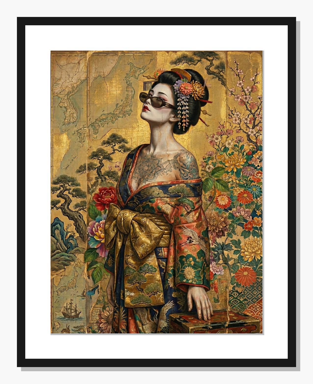 gold Abstract wall art: Kimono Chic