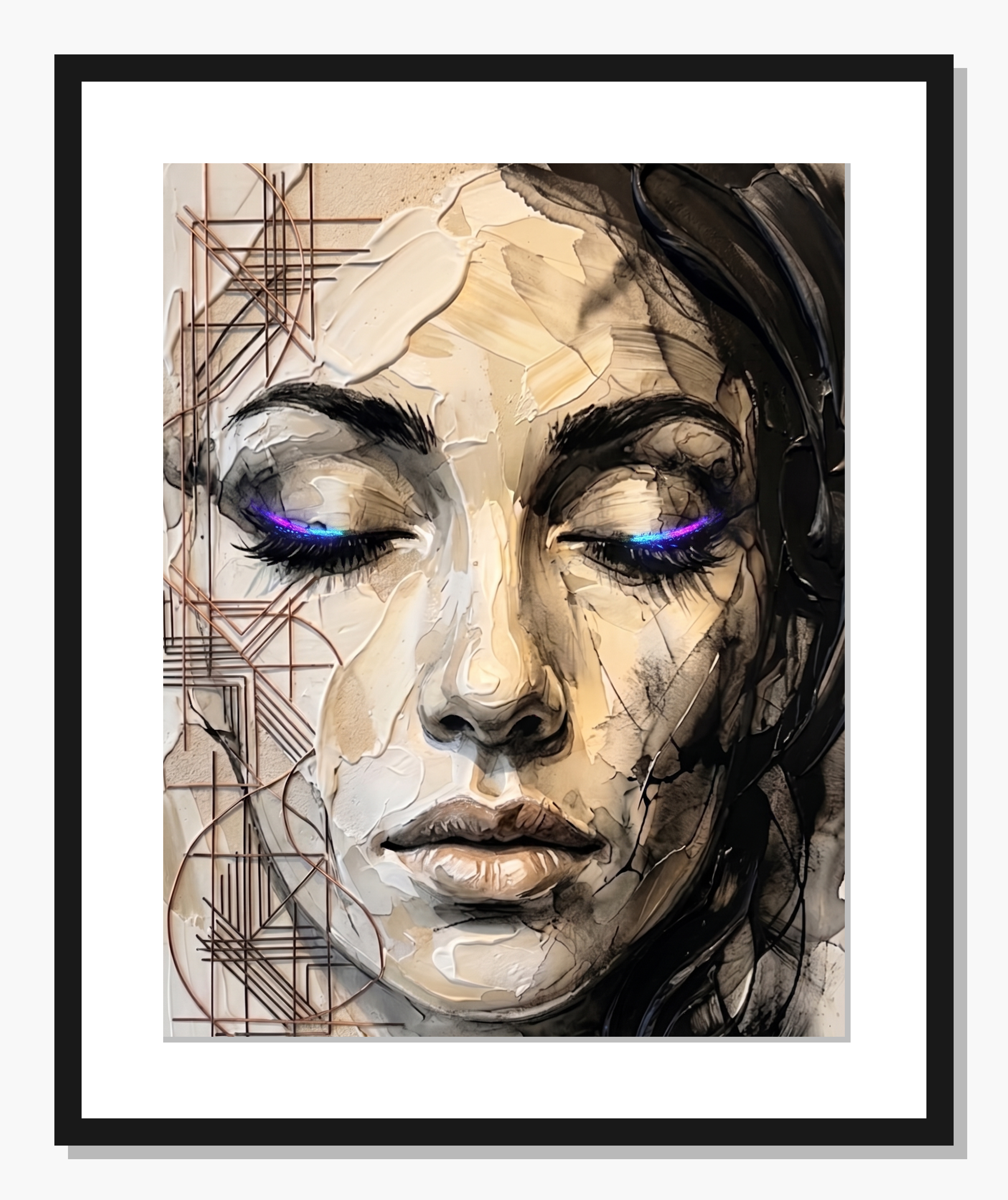 monochrome Abstract wall art: Neon Gaze