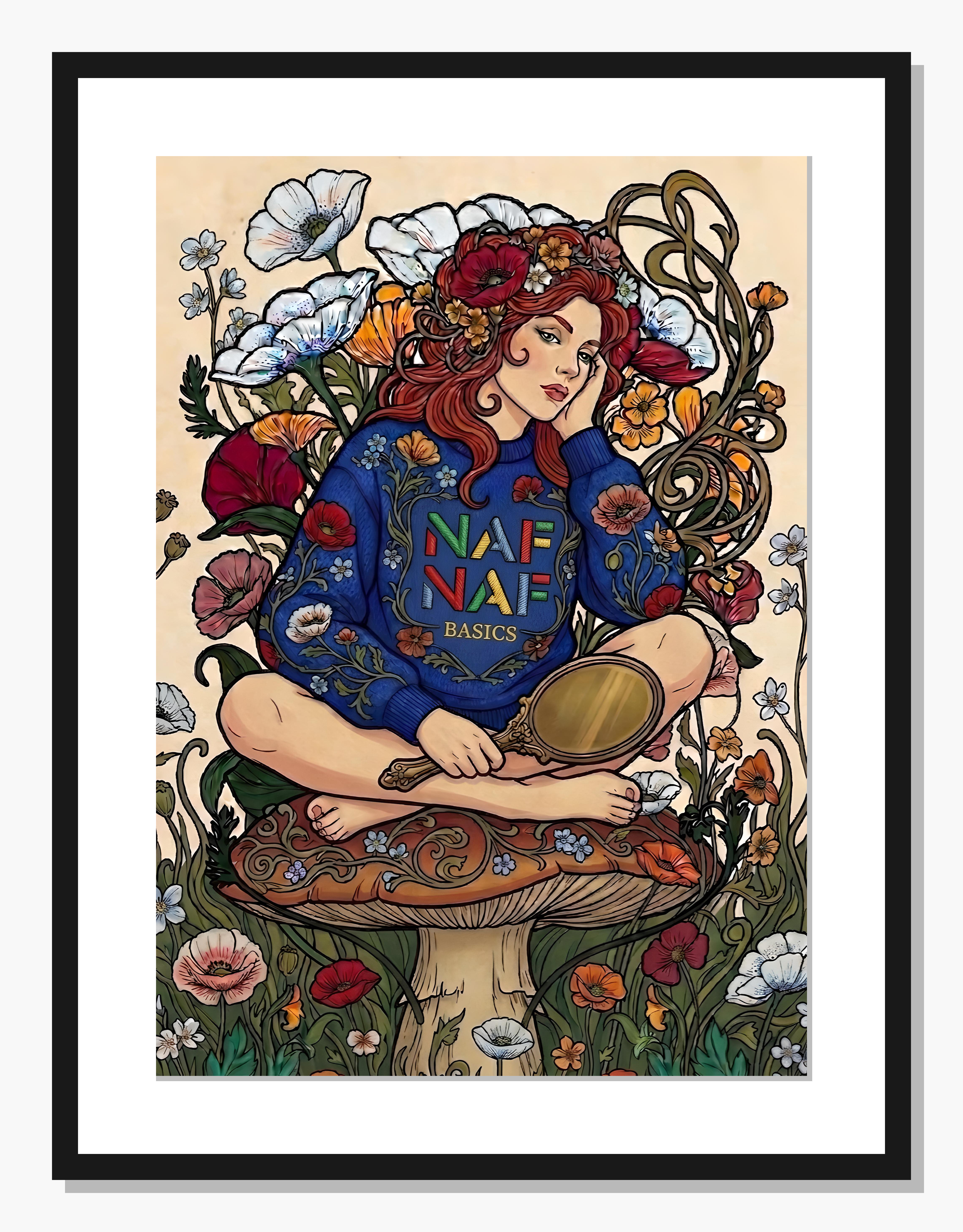 blue Art Nouveau wall art: Floral NAF-talgia