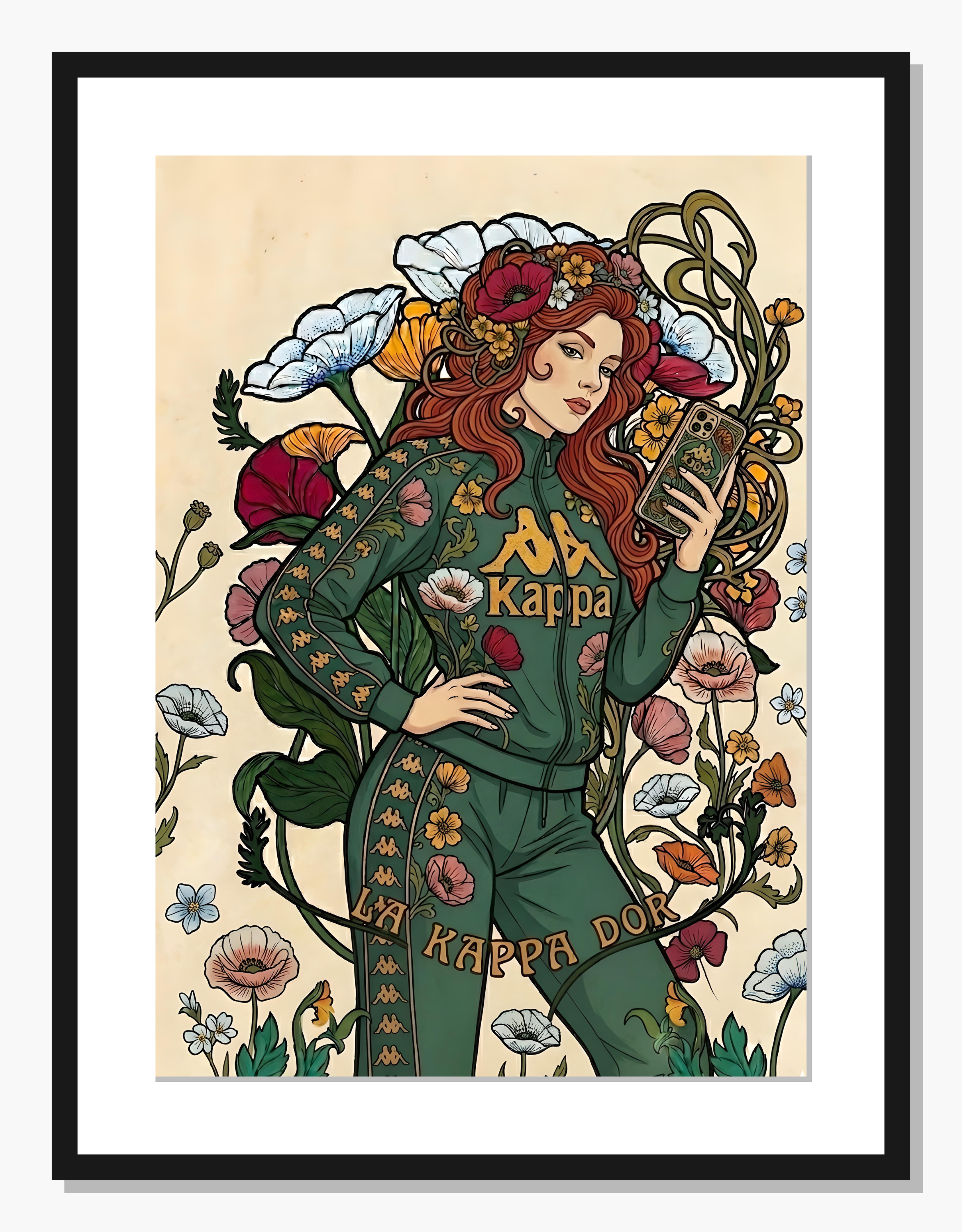 green Art Nouveau wall art: Kappa Slappa