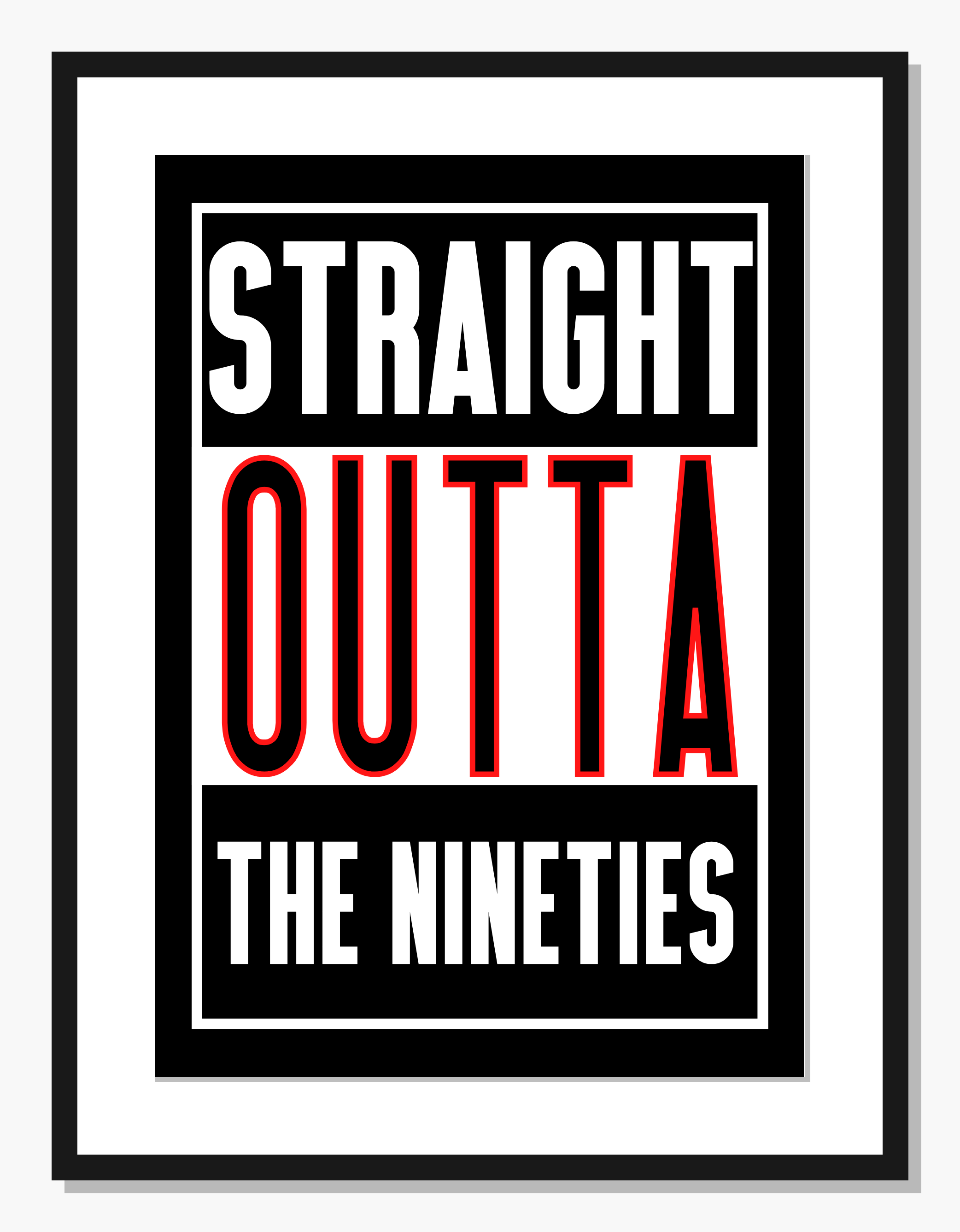 monochrome Lyrics wall art: Straight Outta the Nineties 