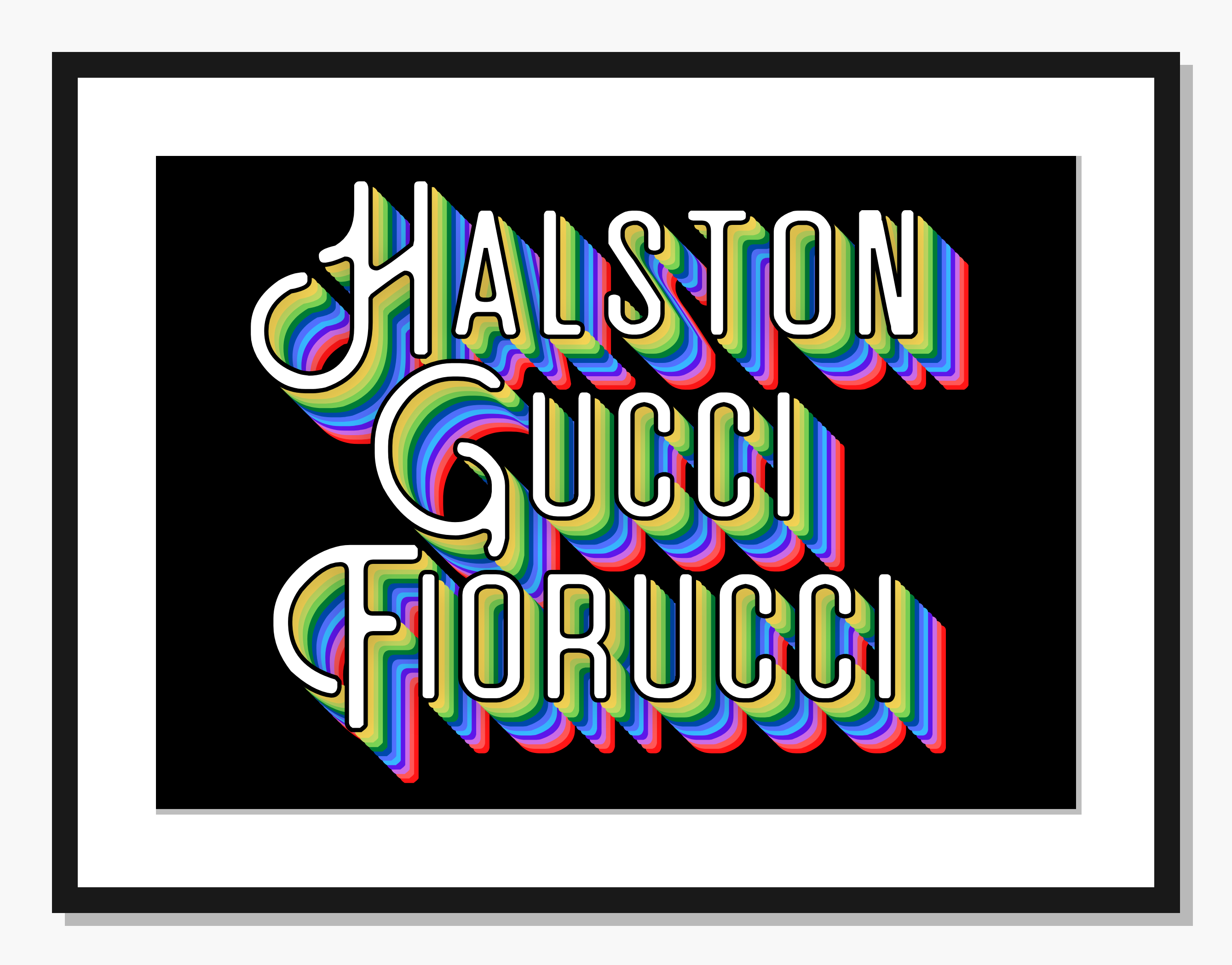 black Retro wall art: Rainbow Fashion Rhapsody